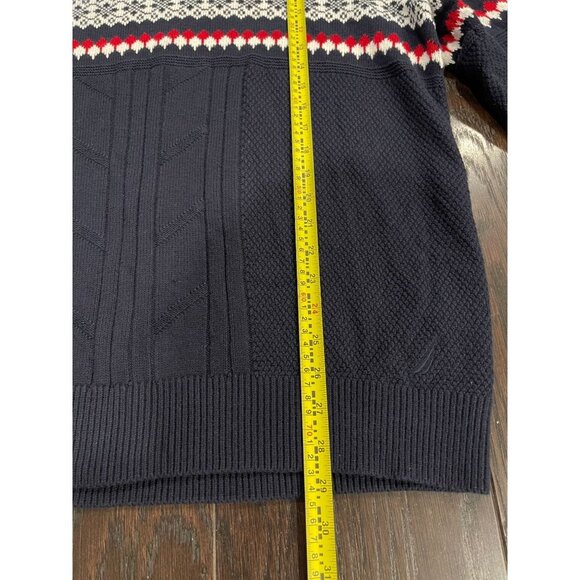 Nautica Men's Crewneck Knit Pullover Sweater Navy Blue XL Wool Blend Fair Isle - Picture 6 of 7